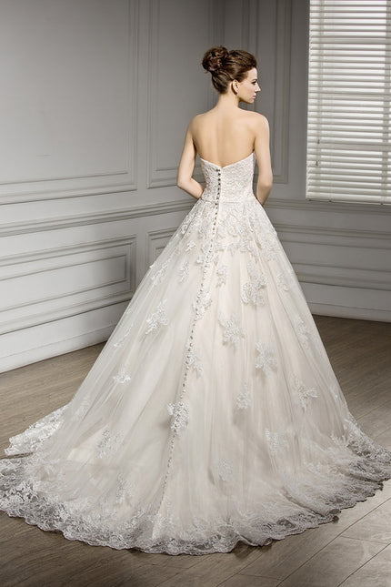 Robe Chic Blanc Élégant Avec Traîne - gallery 5