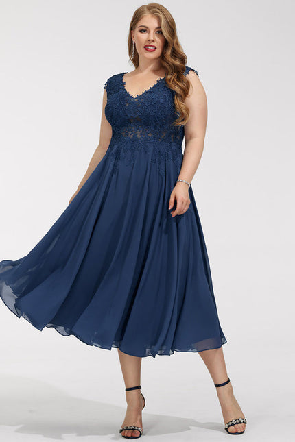 Robe Chic Noire Dentelle V-Cou Élégant - gallery 6