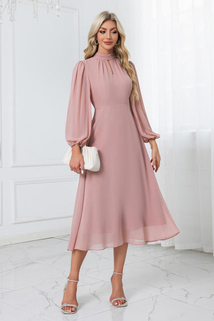 Robe Chic Midi Rose Fluide - gallery 1
