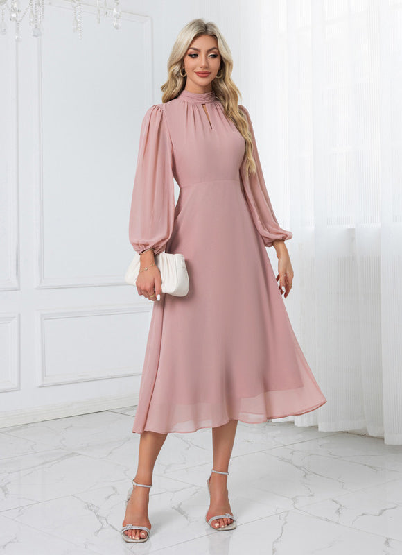 Robe Chic Midi Rose Fluide - gallery 1