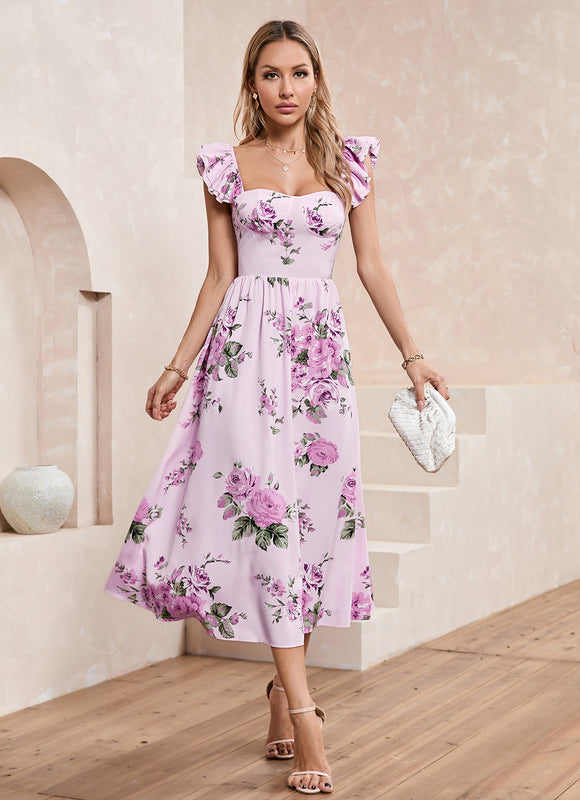 Robe Chic Midi Rose Fleuri - gallery 5