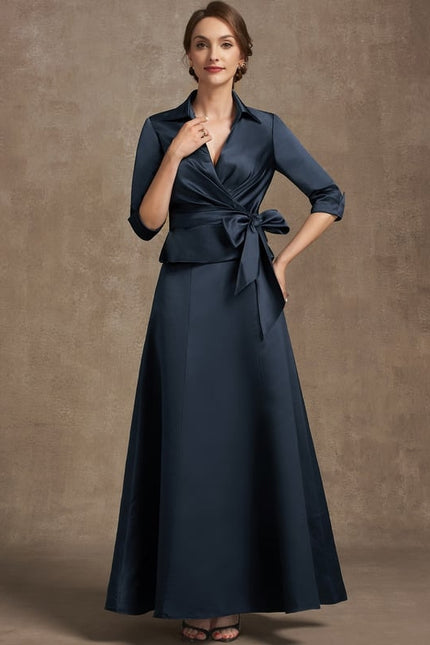Robe Chic Bleu Marine Satinée - gallery 2