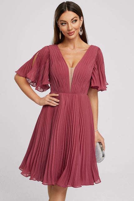 Robe Chic Bleu Plissé Élégant - gallery 1