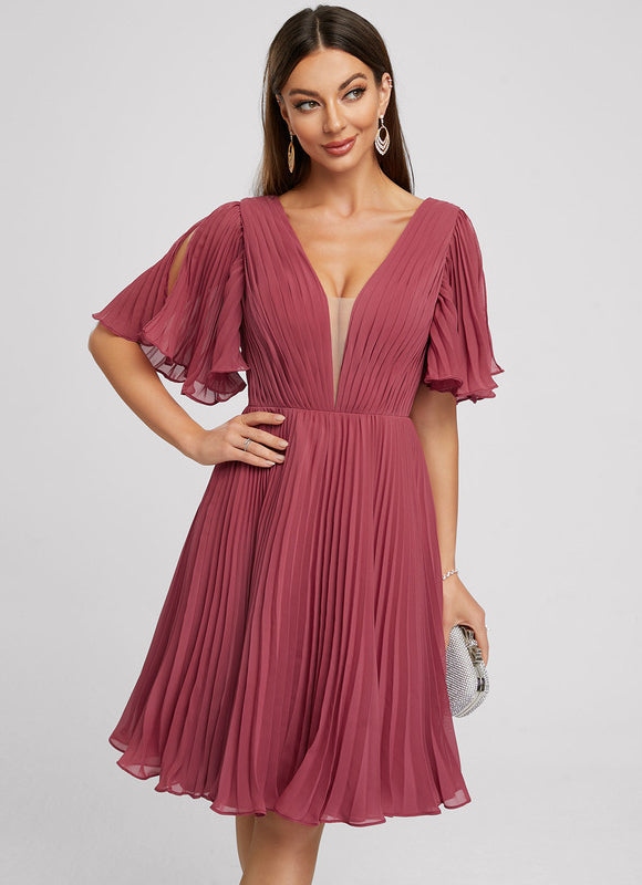 Robe Chic Bleu Plissé Élégant - gallery 1