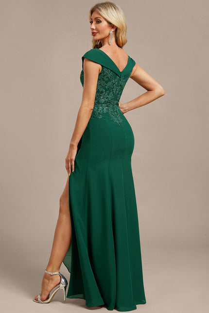 Robe Chic Longue Drapée Émeraude - gallery 6