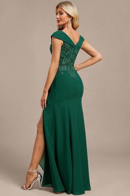 Robe Chic Longue Drapée Émeraude - gallery 6