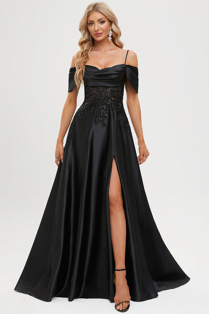 Robe Chic Satin Noir Élégant - gallery 5