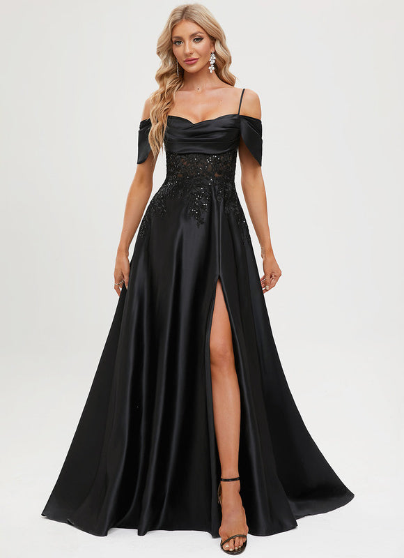 Robe Chic Satin Noir Élégant - gallery 5