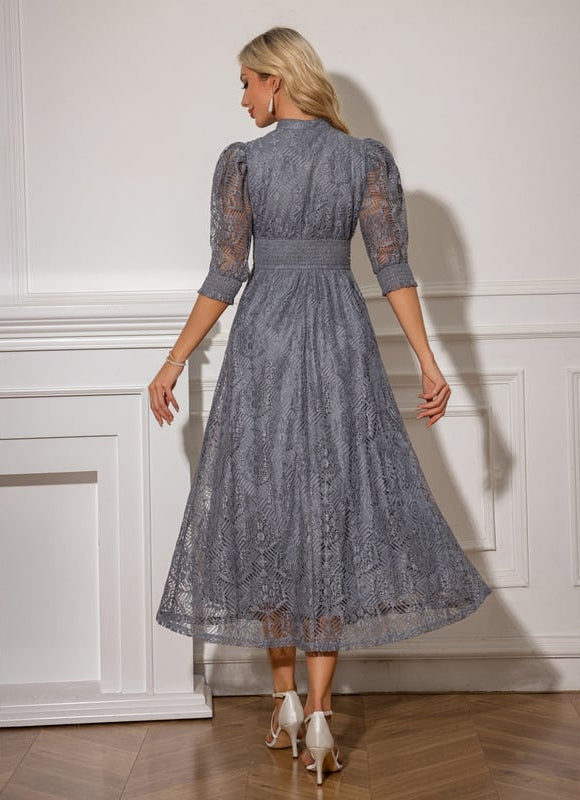 Robe Chic Dentelle Grise - gallery 2