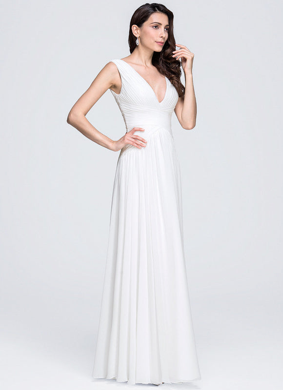 Robe Chic Blanche Mousseline Plissée - gallery 1