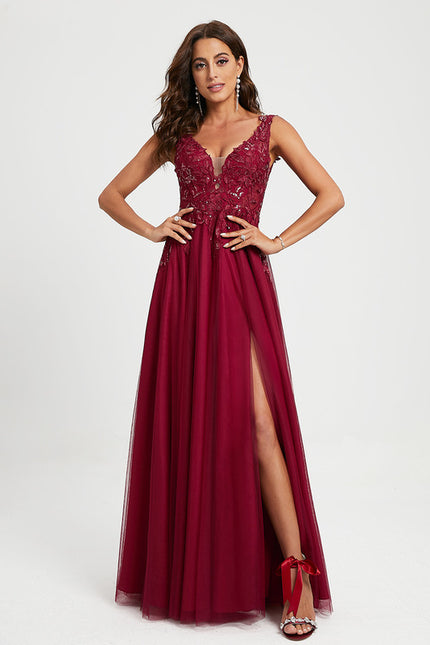 Robe Chic Rouge Élégant Tulle