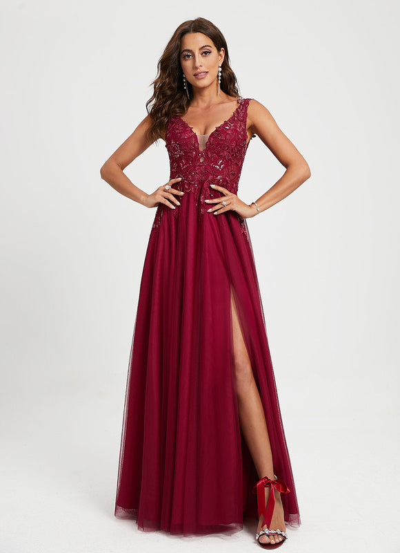 Robe Chic Rouge Élégant Tulle