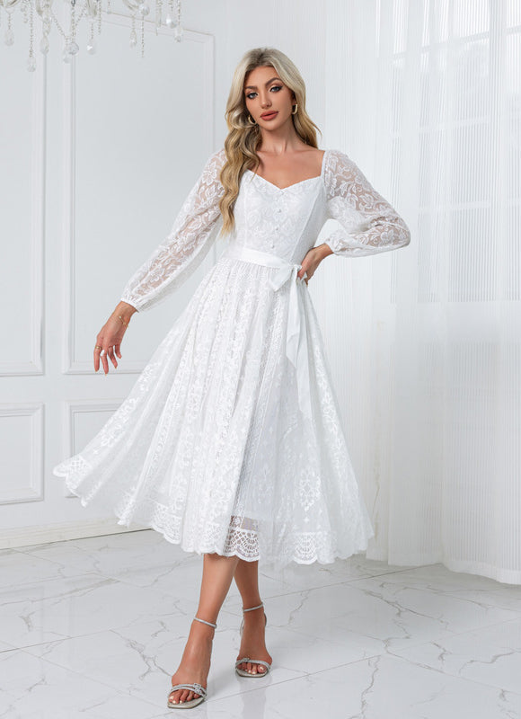 Robe Chic Midi Dentelle Élégante - gallery 6
