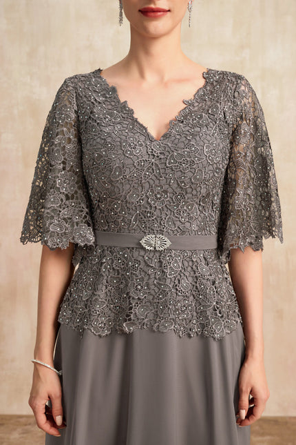 Robe Chic Élégante Grise - gallery 3