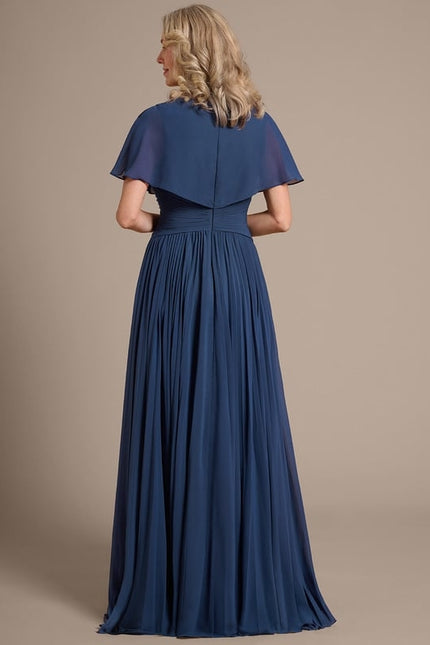 Robe Chic Longue Plissée Marine - gallery 6