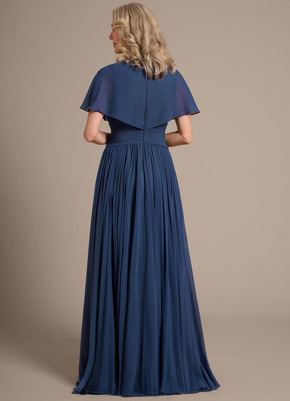 Robe Chic Longue Plissée Marine - gallery 6