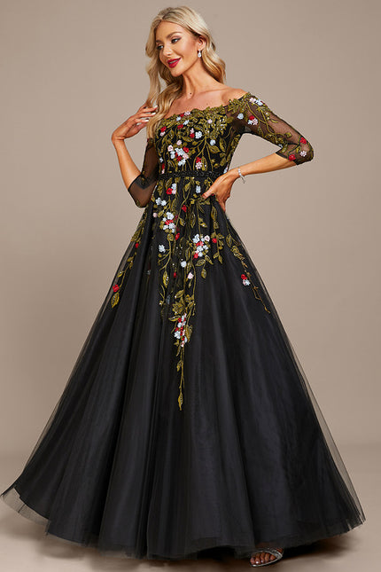 Robe Chic Lueur Florale Sombre - gallery 4