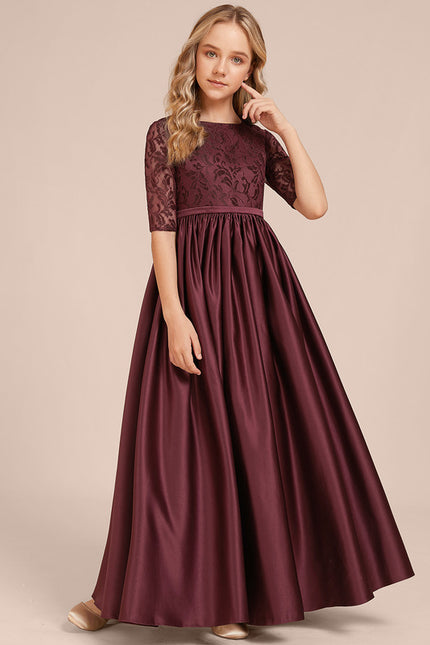 Robe Chic Longue Dentelle Bordeaux - gallery 3