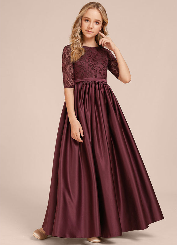 Robe Chic Longue Dentelle Bordeaux - gallery 3