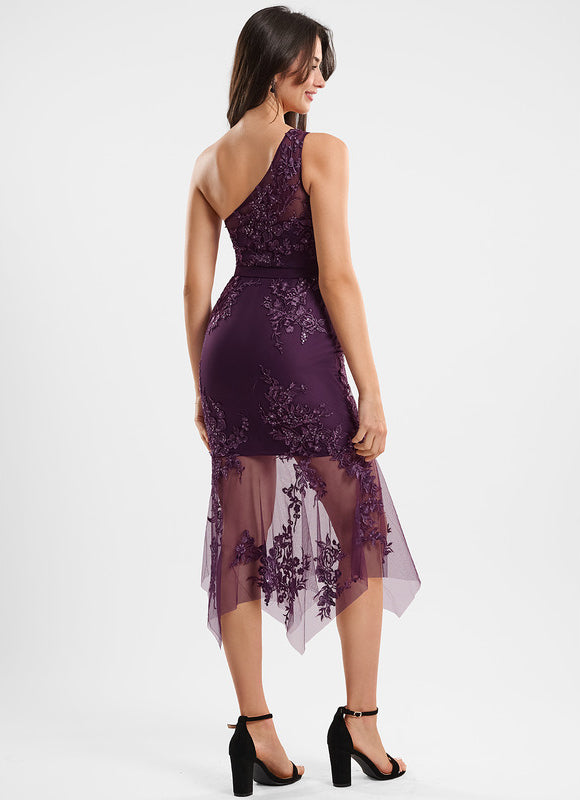 Robe Chic Violet Dentelle Élégante - gallery 4