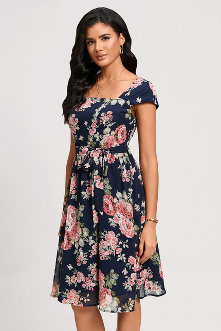 Robe Chic Florale Marine