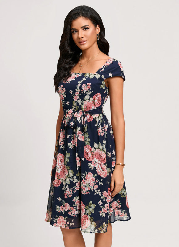 Robe Chic Florale Marine