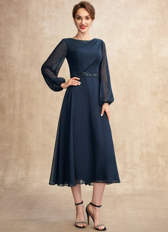 Robe Chic Bleu Nuit Élégante - gallery 6