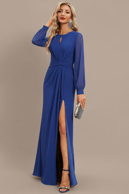 Robe Chic Longue Azur Drapée