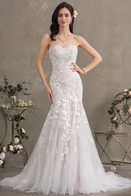 Robe Chic Blanche Sirène Col Cœur - gallery 2