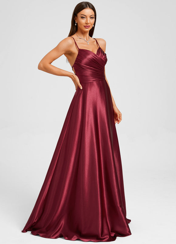 Robe Chic Satin Bleue Élégante - gallery 1