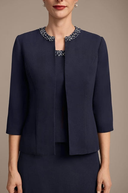 Robe Chic Ensemble Élégant Marine - gallery 8