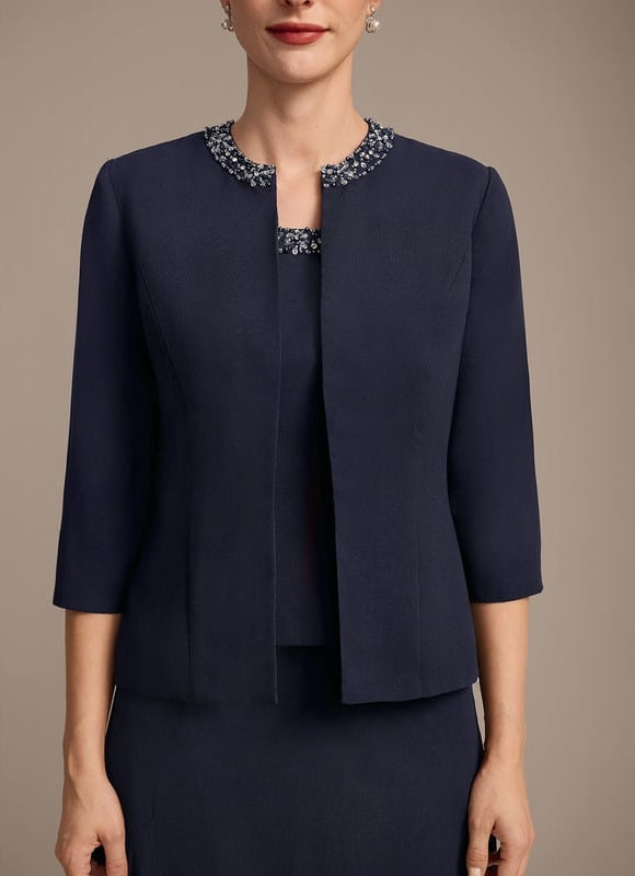 Robe Chic Ensemble Élégant Marine - gallery 8
