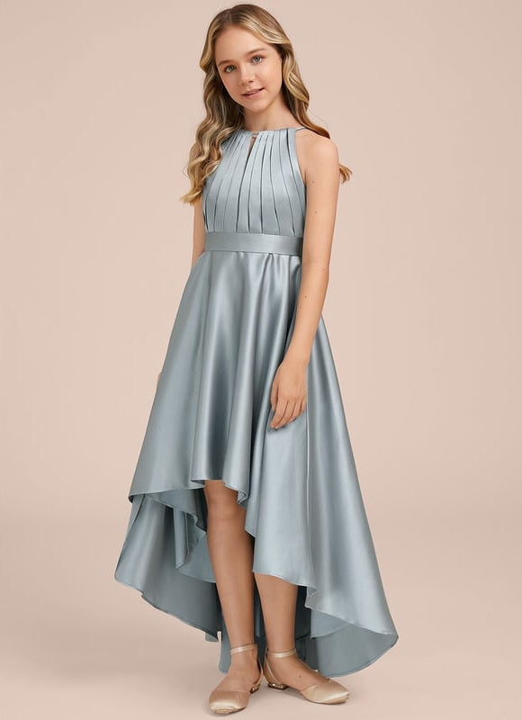 Robe Chic Satin Asymétrique Bleu - gallery 4