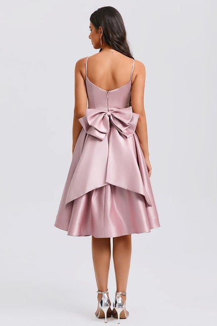 Robe Chic Satin Rose Plissée - gallery 1