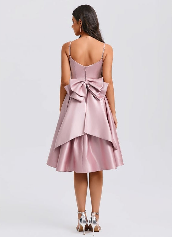 Robe Chic Satin Rose Plissée - gallery 1