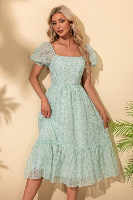 Robe Chic Fleurie Menthe - gallery 4