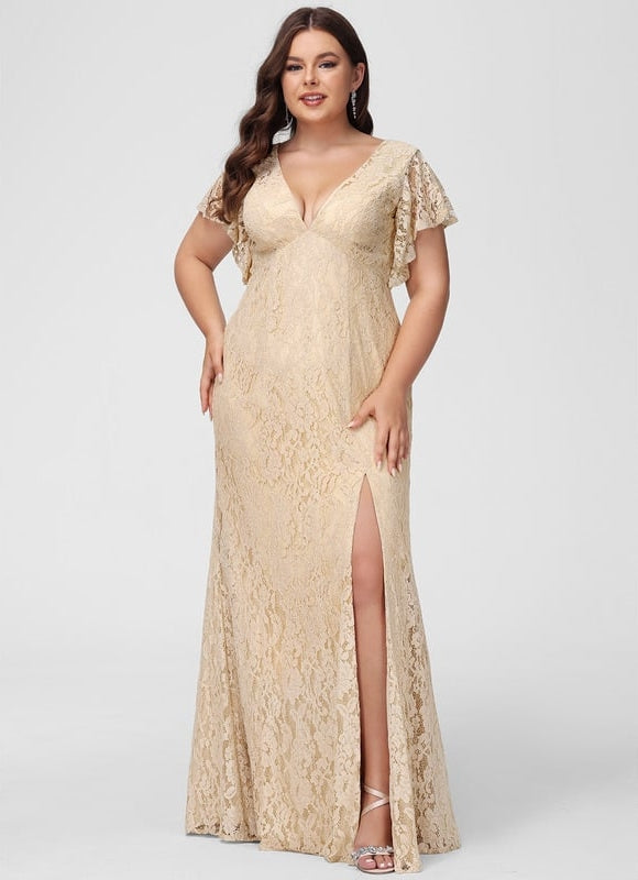 Robe Chic Longue Dentelle Lavande - gallery 6