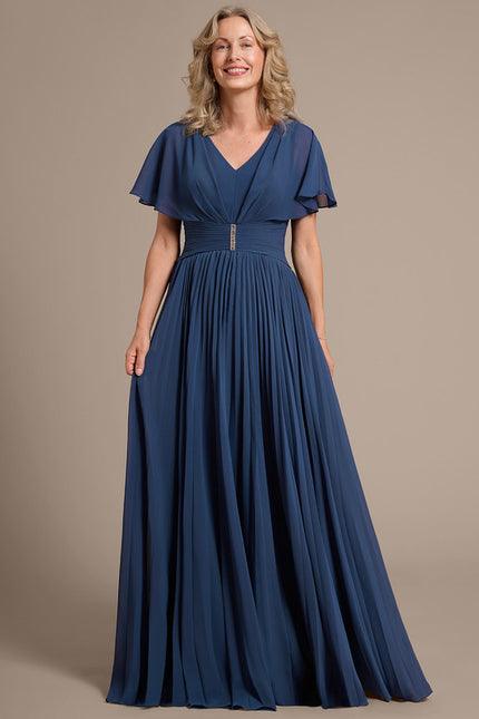 Robe Chic Longue Plissée Marine - gallery 3
