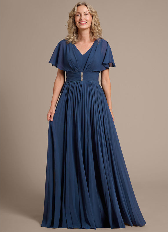 Robe Chic Longue Plissée Marine - gallery 3