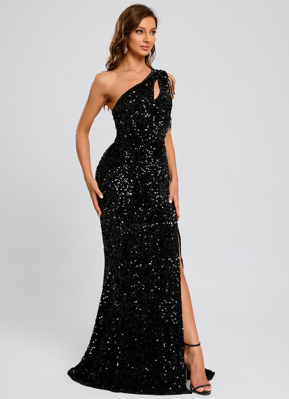 Robe Chic Pailletée Noire - gallery 1
