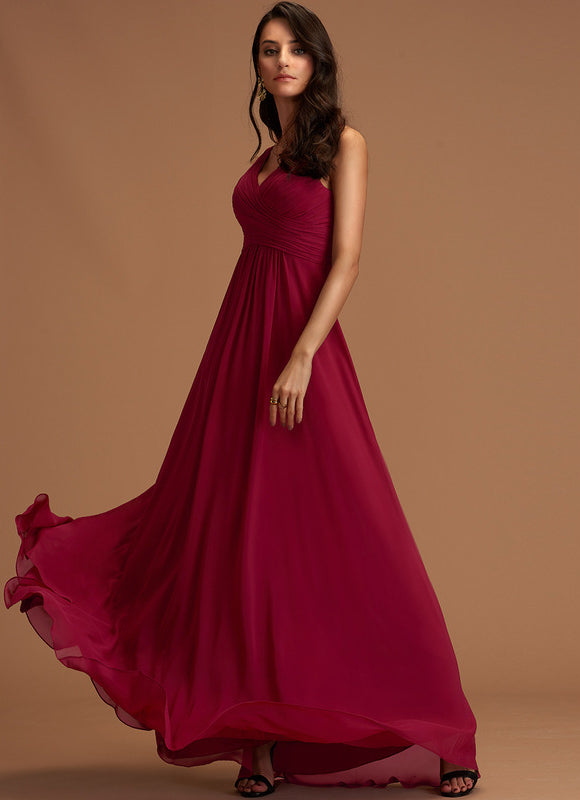 Robe Chic Longue Bordeaux Plissée - gallery 1