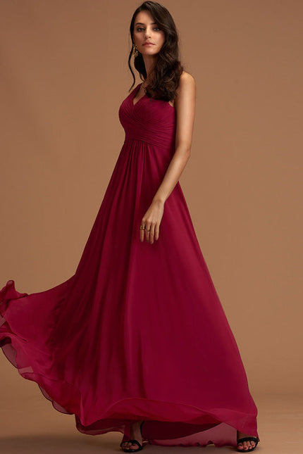 Robe Chic Longue Bordeaux Plissée - gallery 1