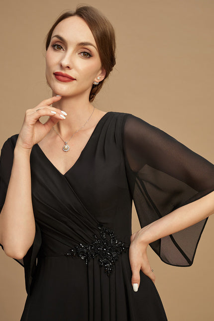 Robe Chic Noire Mousseline À Volants - gallery 6