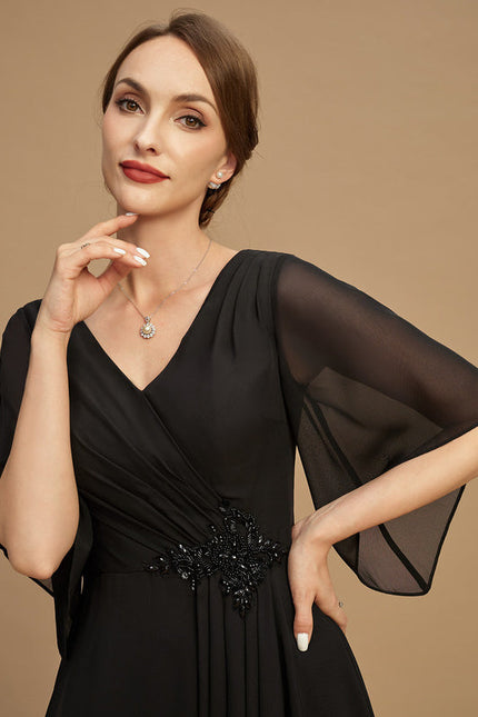Robe Chic Noire Mousseline À Volants - gallery 6