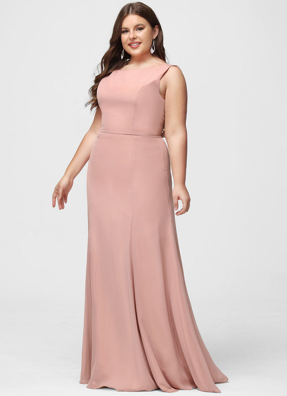 Robe Chic Rose Poudré Longueur Ras Du Sol - gallery 6