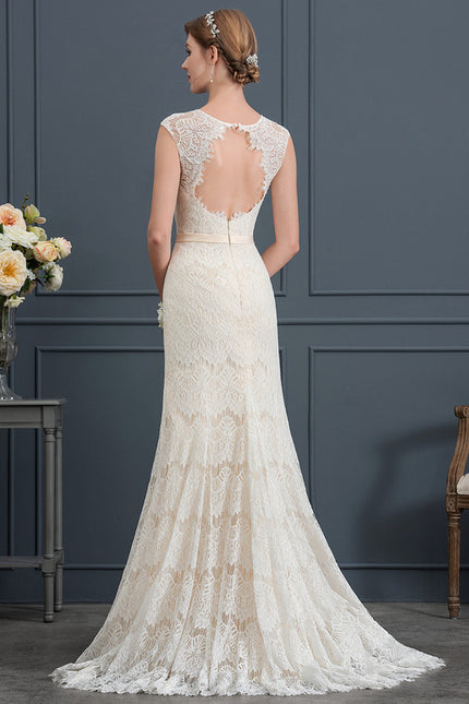 Robe Chic Blanc Éclatant Dentelle Sirène - gallery 4