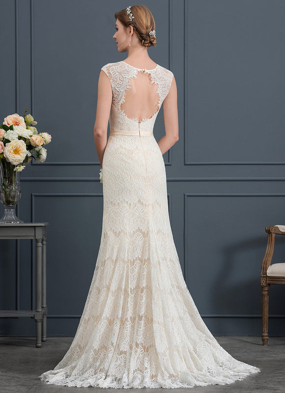 Robe Chic Blanc Éclatant Dentelle Sirène - gallery 4