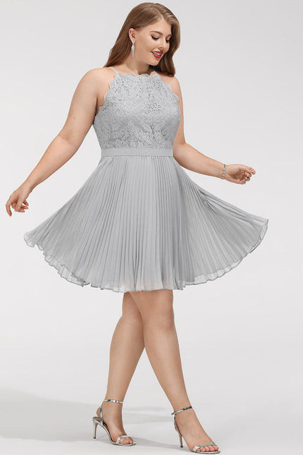 Robe Chic Gris Élégant Plissé - gallery 8