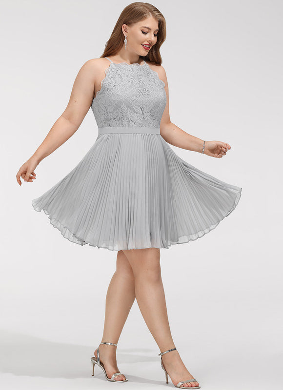 Robe Chic Gris Élégant Plissé - gallery 8