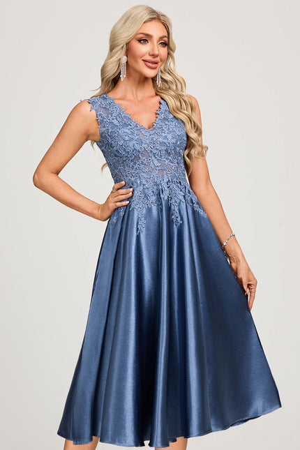 Robe Chic Satin Bleu Ciel - gallery 2